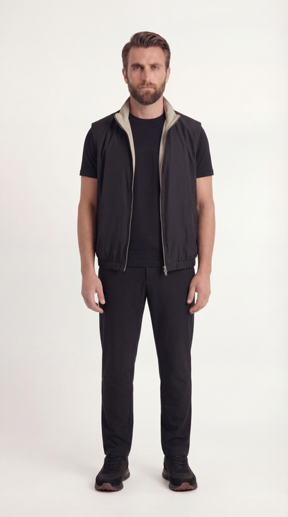 REVERISBEL GILET ONXY BLACK/BEIGE