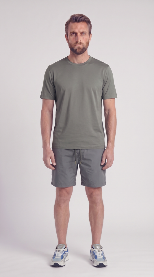INTERLOCK SUPIMA SHORT | DARK GRAYISH GREEN