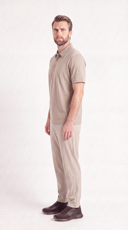 INTERLOCK SUPIMA POLO | DARK BEIGE