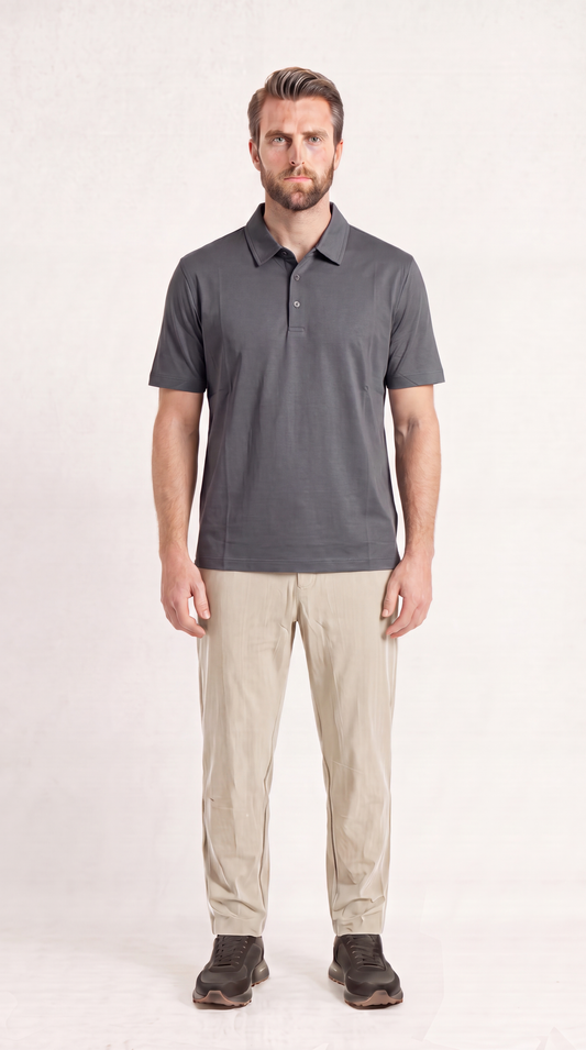 INTERLOCK SUPIMA POLO | SLATE GREY