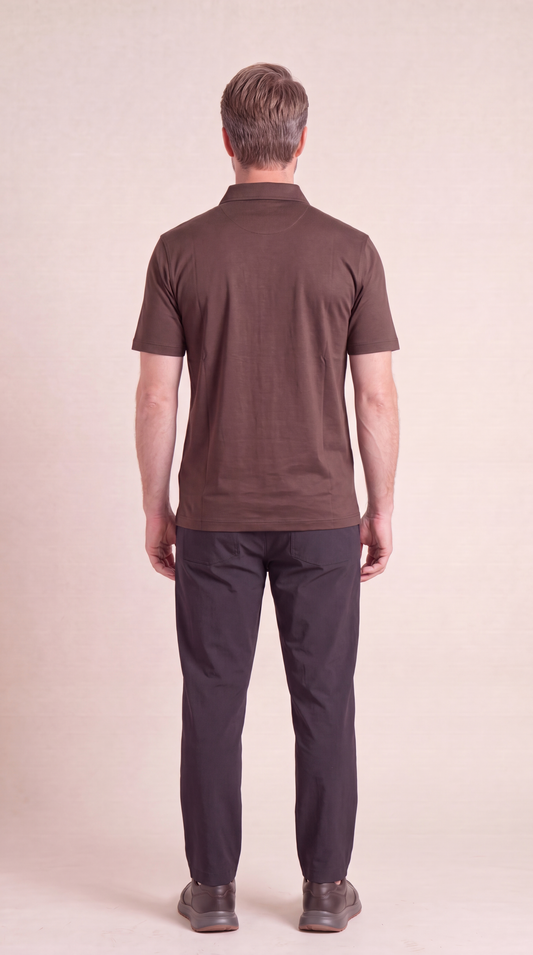 INTERLOCK SUPIMA POLO | DARK BROWN