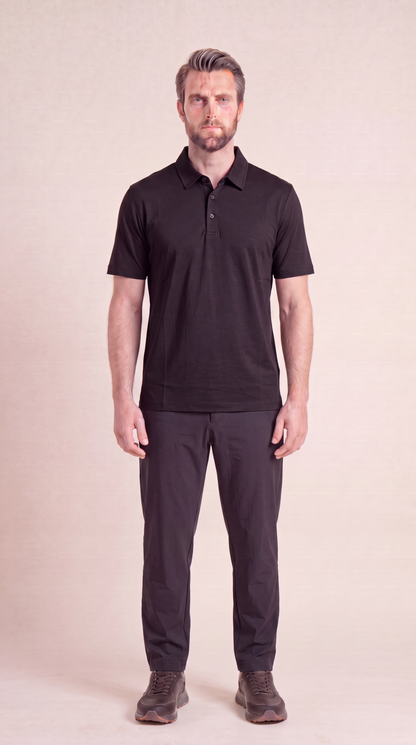 INTERLOCK SUPIMA POLO | ONXY BLACK