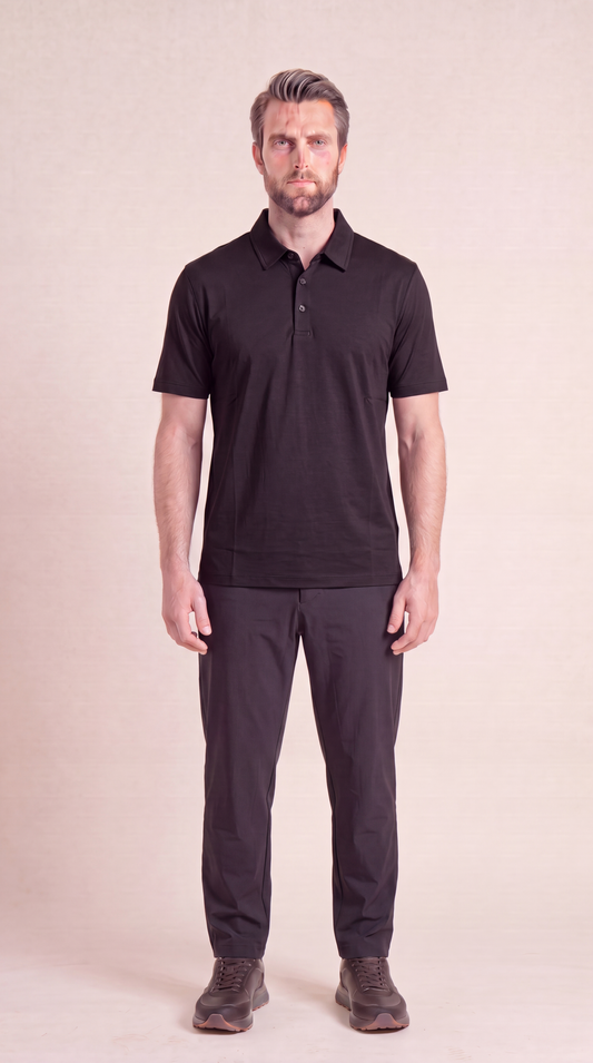 INTERLOCK SUPIMA POLO | ONXY BLACK