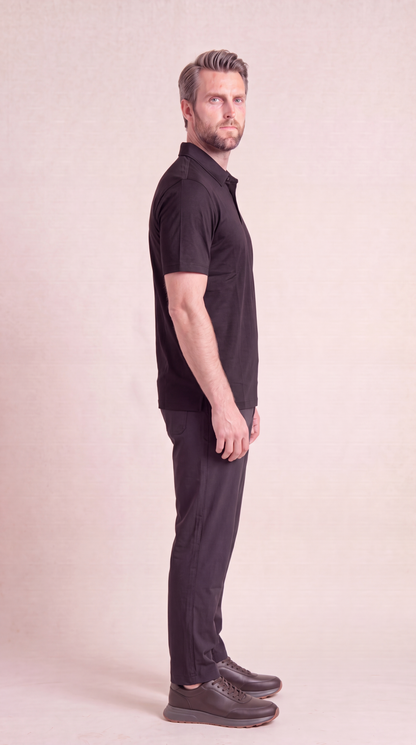 INTERLOCK SUPIMA POLO | ONXY BLACK
