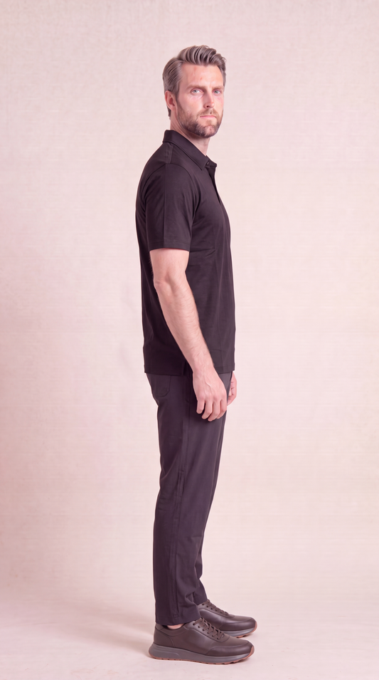 INTERLOCK SUPIMA POLO | ONXY BLACK