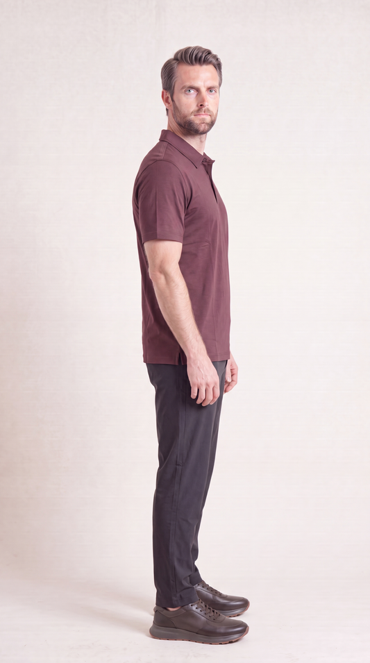 INTERLOCK SUPIMA POLO | WINE RED