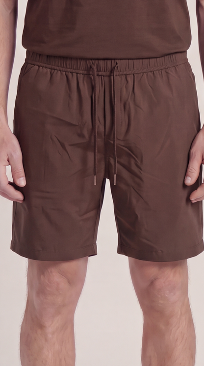 INTERLOCK SUPIMA SHORT | DARK BROWN