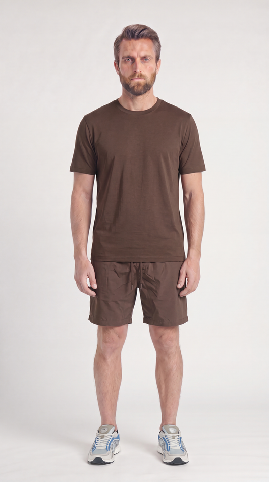 INTERLOCK SUPIMA T-SHIRT | DARK BROWN