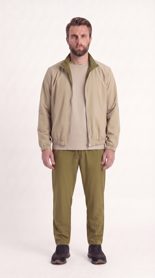 REVERSIBLE JACKET ONXY GREEN/BEIGE