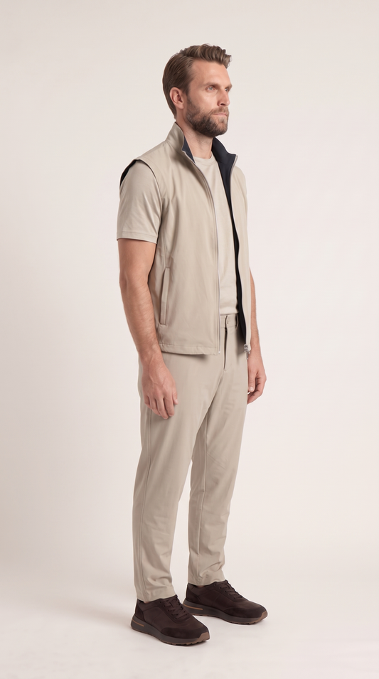 REVERSIBLE GILET NAVY BLUE/BEIGE