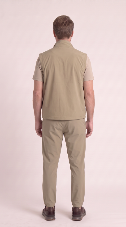 REVERSIBLE GILET ONXY GREY APRICOT/CREME WHITE