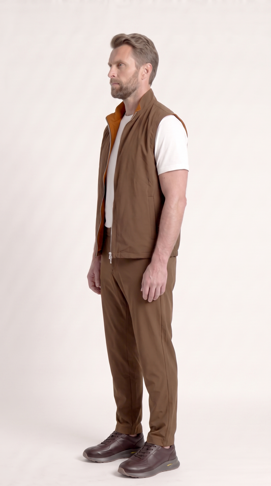 REVERSIBLE GILET BROWN/AUBURN