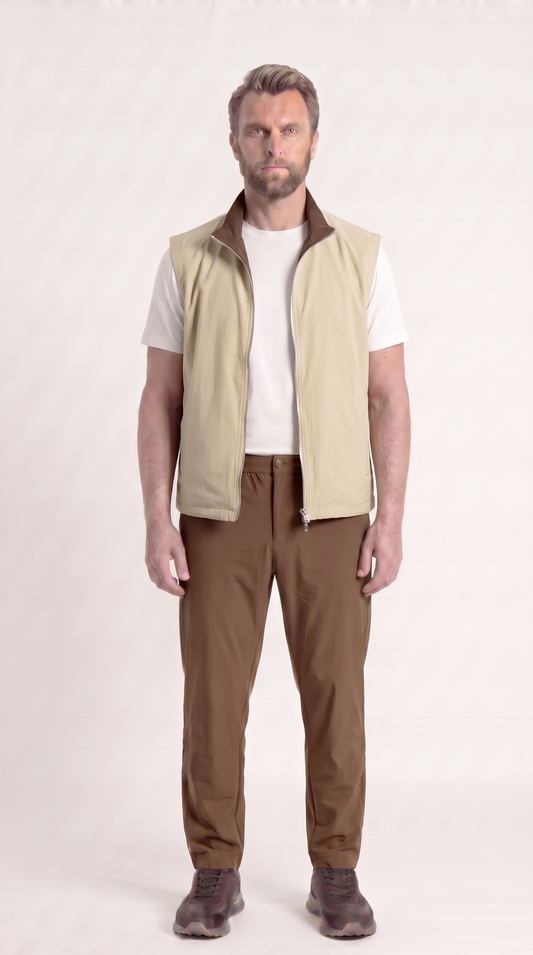REVERSIBLE GILET BROWN/BEIGE