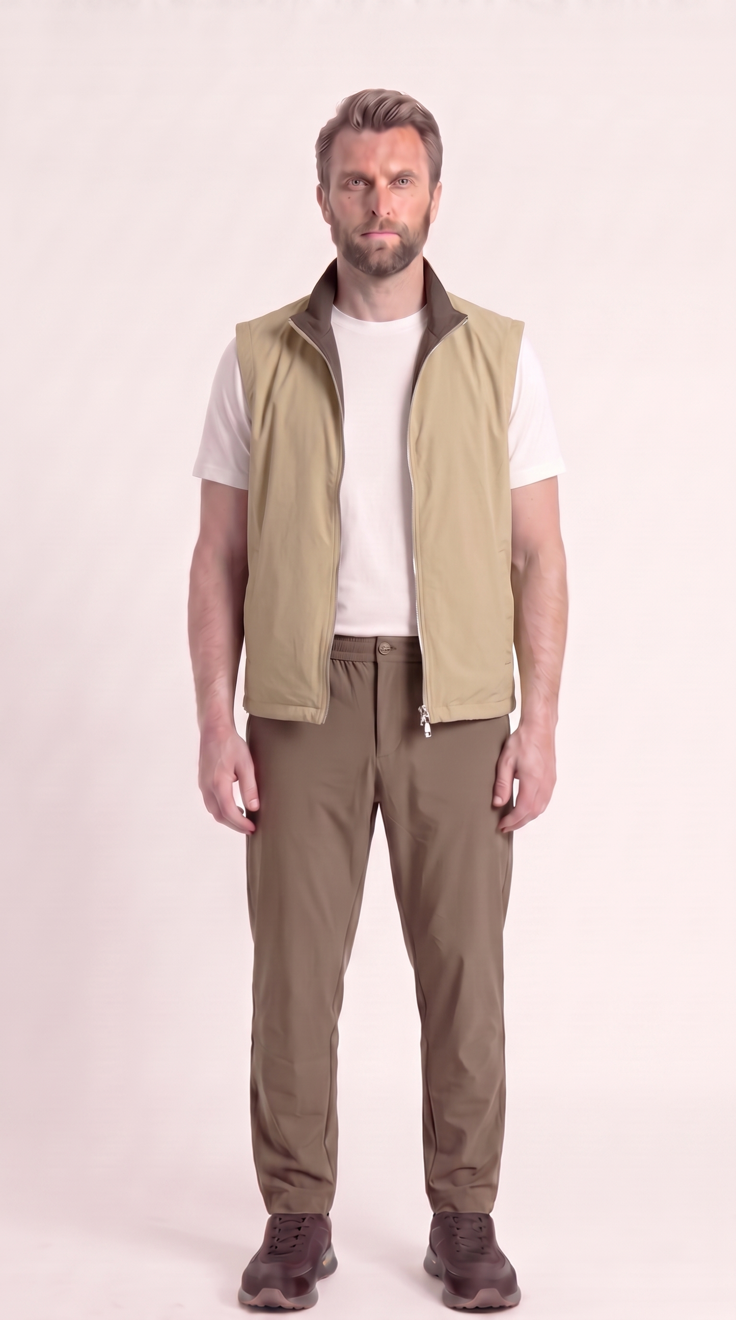 REVERSIBLE GILET GREY/BEIGE