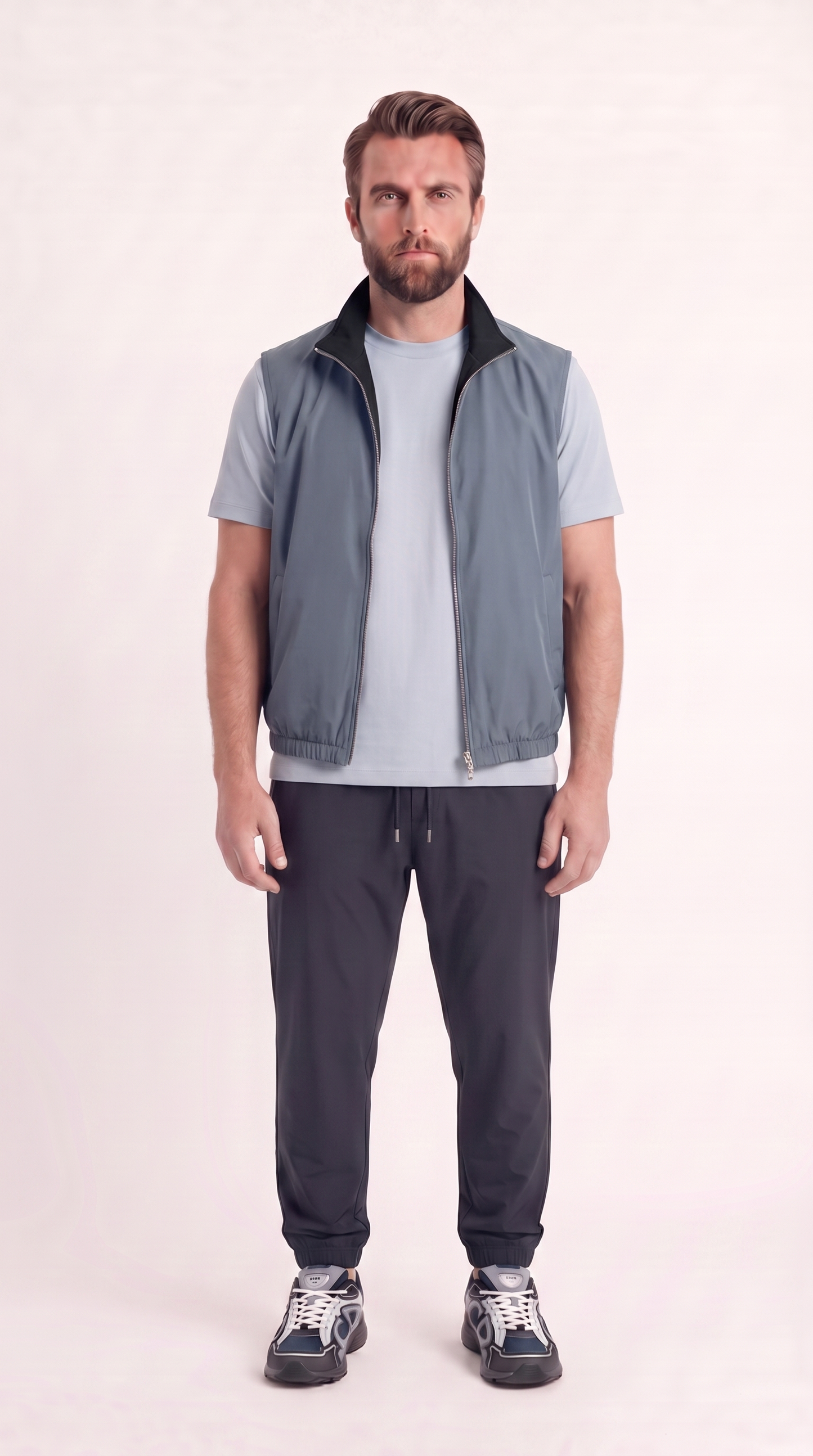 REVERSIBLE GILET NAVY BLUE/LIGHT BLUE