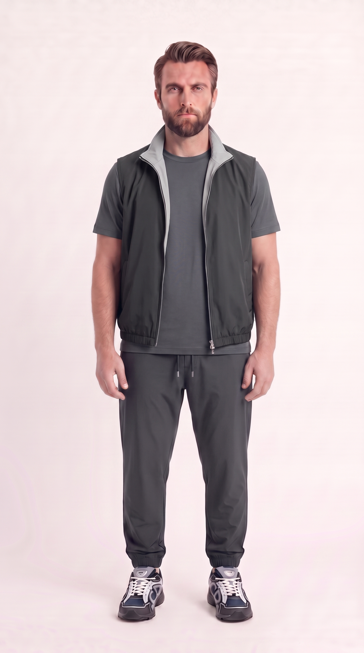 REVERSIBLE GILET NAVY SLATE GREY/LIGHT GREY