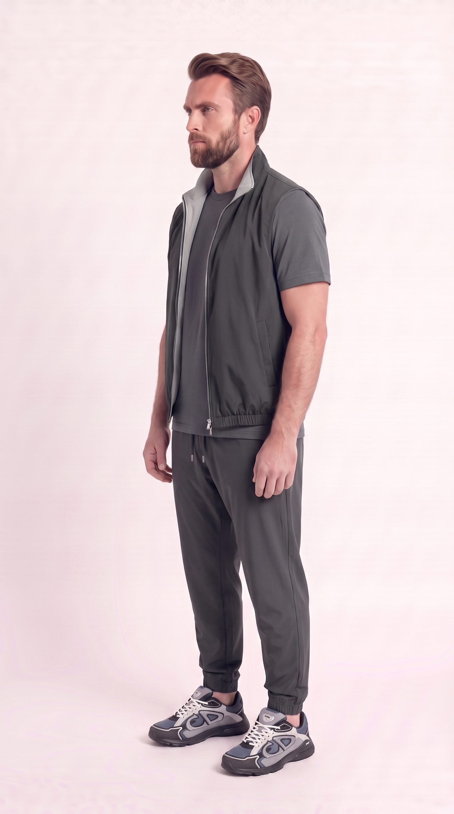 REVERSIBLE GILET NAVY SLATE GREY/LIGHT GREY