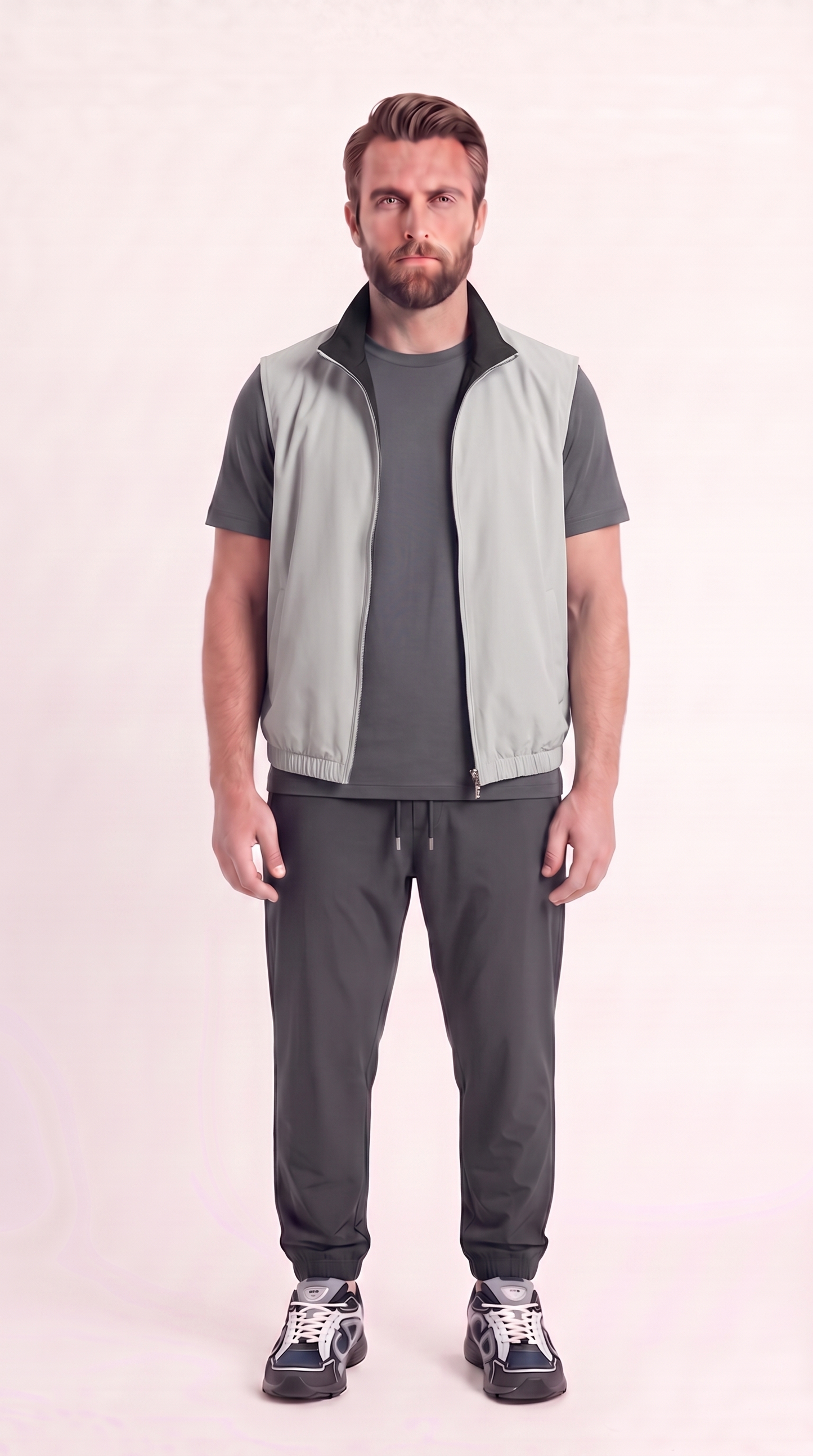 REVERSIBLE GILET NAVY SLATE GREY/LIGHT GREY