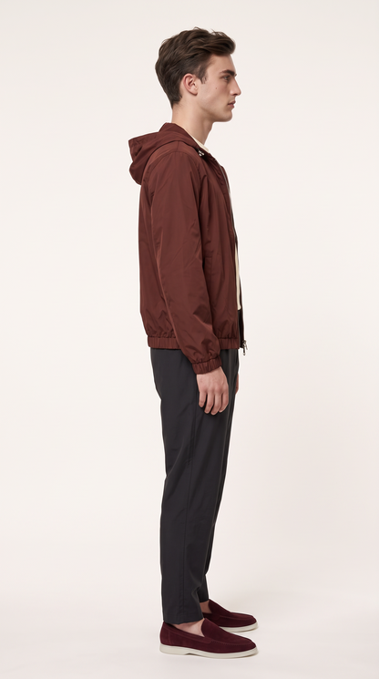 REVERSIBLE CASHMERE TECHNICAL HOODED JACKET BURGUNDY