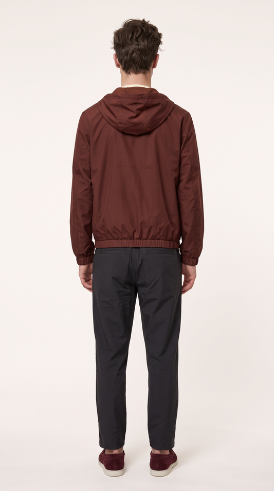 REVERSIBLE CASHMERE TECHNICAL HOODED JACKET BURGUNDY