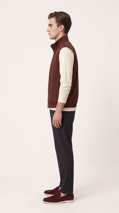 REVERSIBLE CASHMERE TECHNICAL GILET BURGUNDY