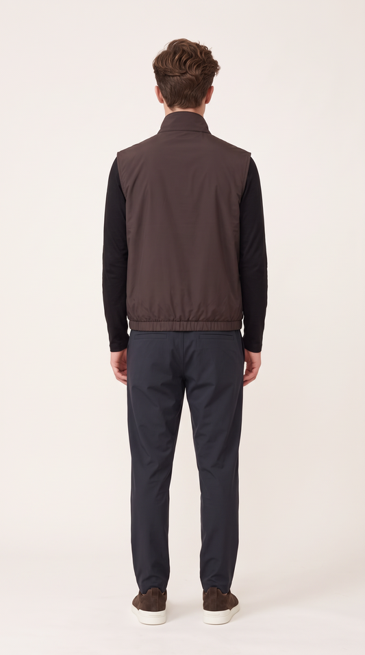 REVERSIBLE CASHMERE TECHNICAL GILET BROWN