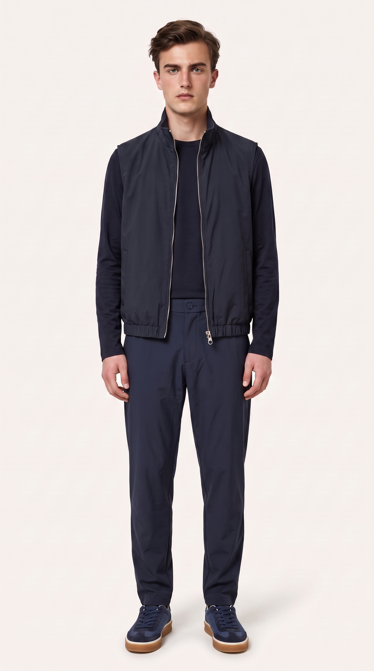 REVERSIBLE CASHMERE TECHNICAL GILET NAVY