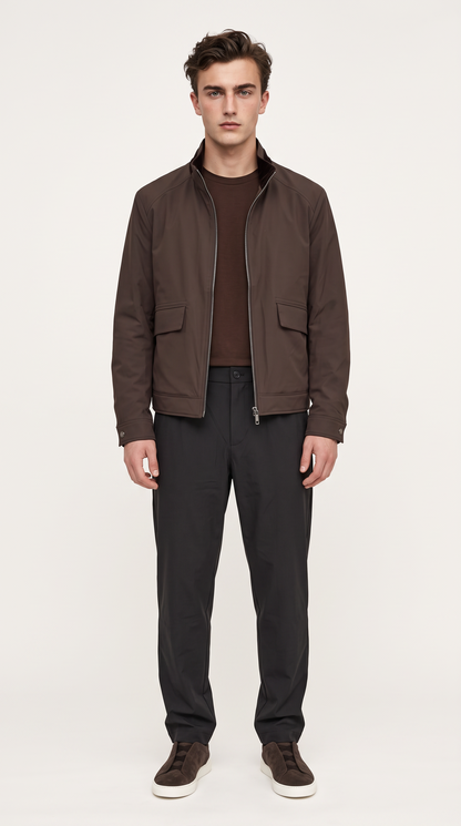 TECHNICAL FABRIC DUCK DOWN JACKET BROWN