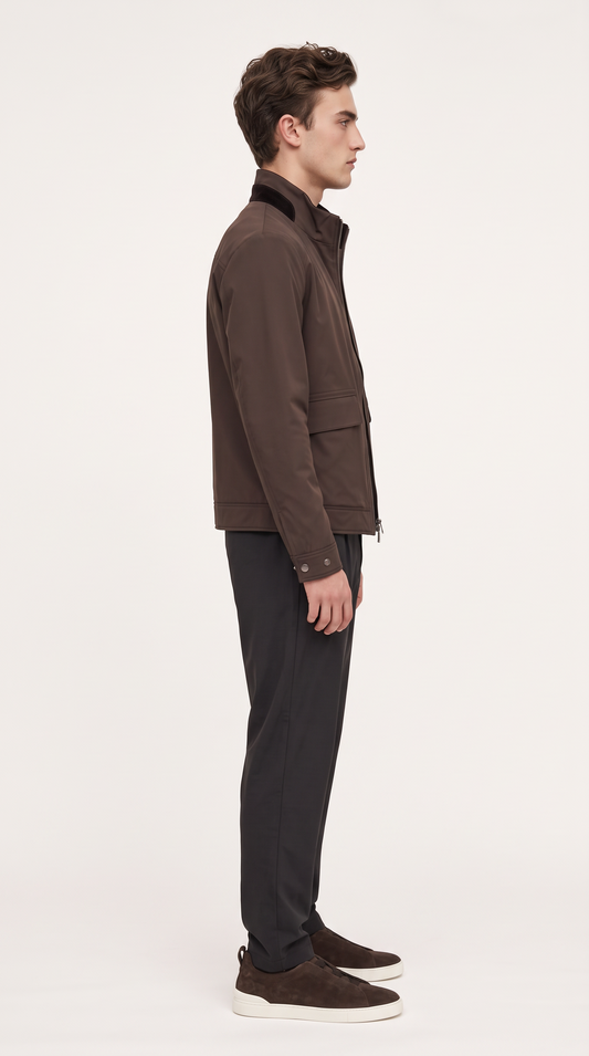 TECHNICAL FABRIC DUCK DOWN JACKET BROWN