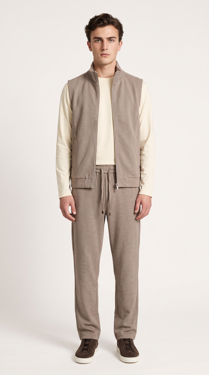 WOOL CASHMERE TEXTURED GILET BEIGE