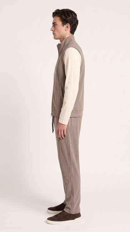 WOOL CASHMERE TEXTURED GILET BEIGE