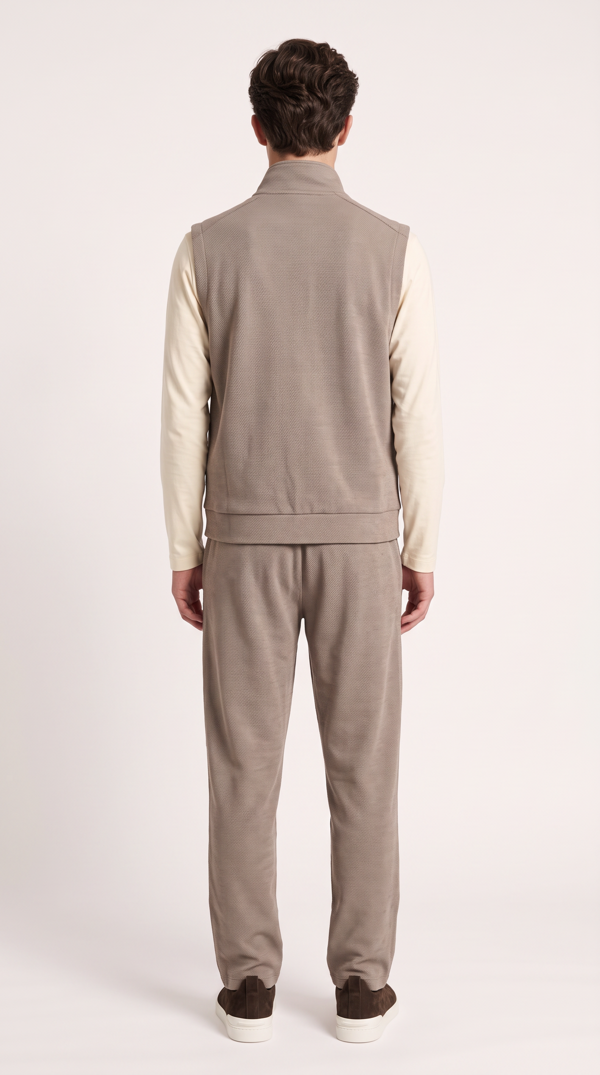 WOOL CASHMERE TEXTURED GILET BEIGE