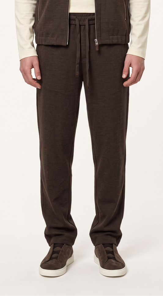 WOOL CASHMERE TAILORED TROUSERS BROWN