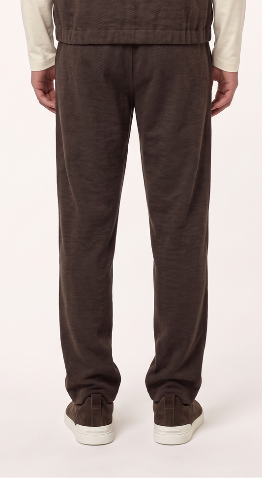 WOOL CASHMERE TAILORED TROUSERS BROWN