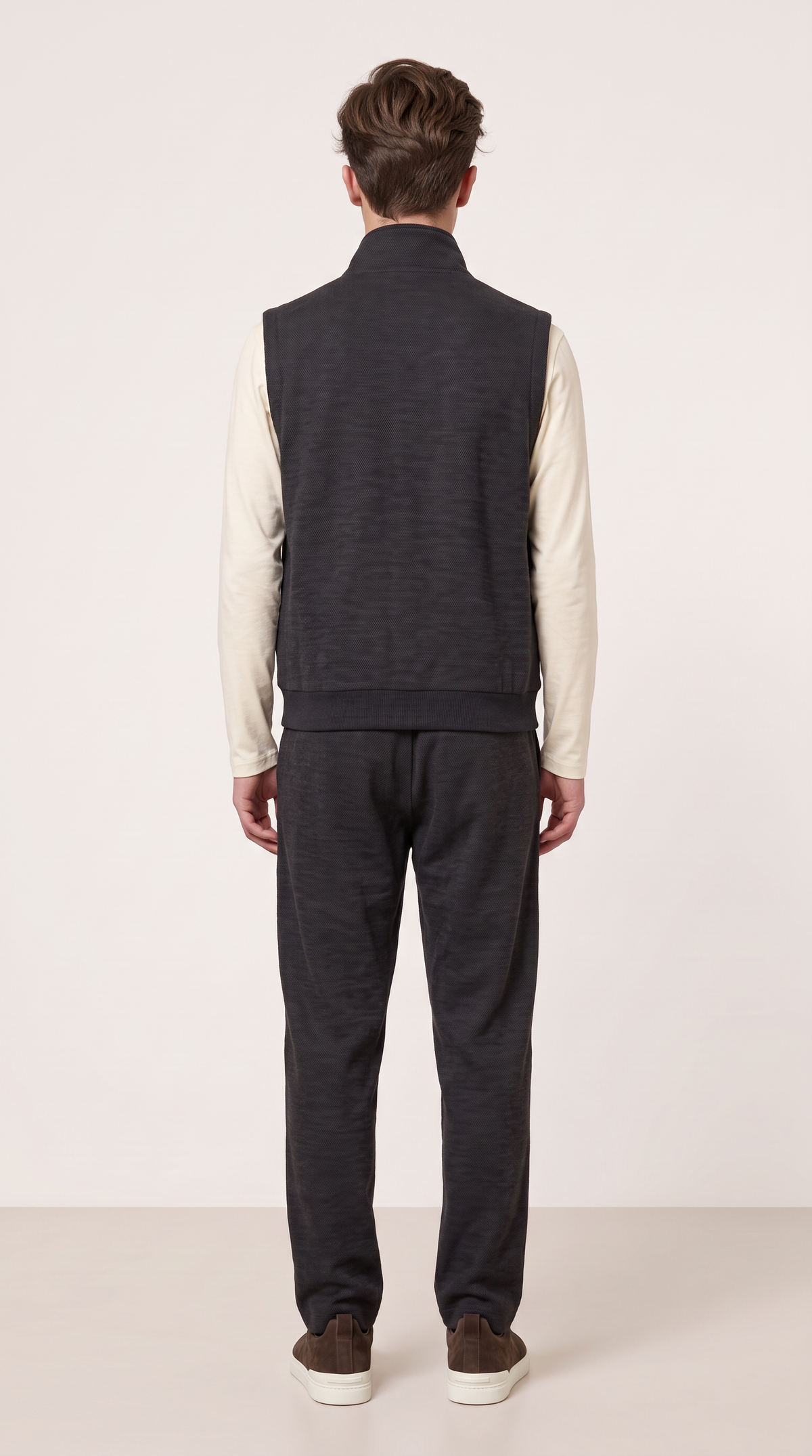 WOOL CASHMERE TEXTURED GILET GREY
