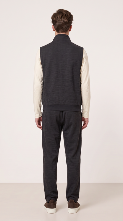 WOOL CASHMERE TEXTURED GILET GREY
