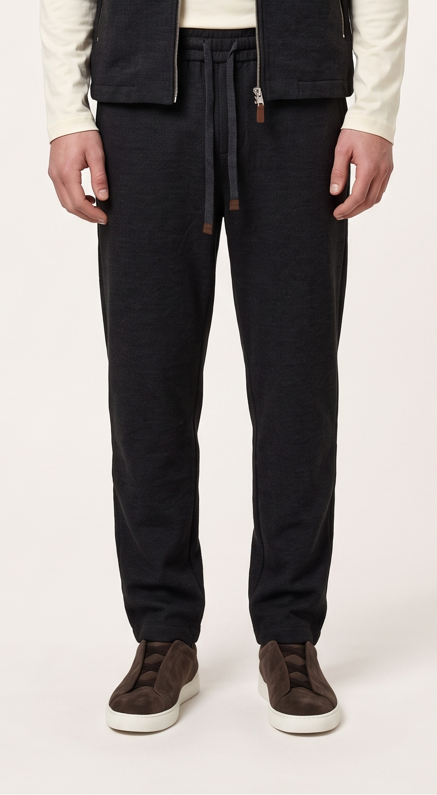 WOOL CASHMERE TAILORED TROUSERS GREY