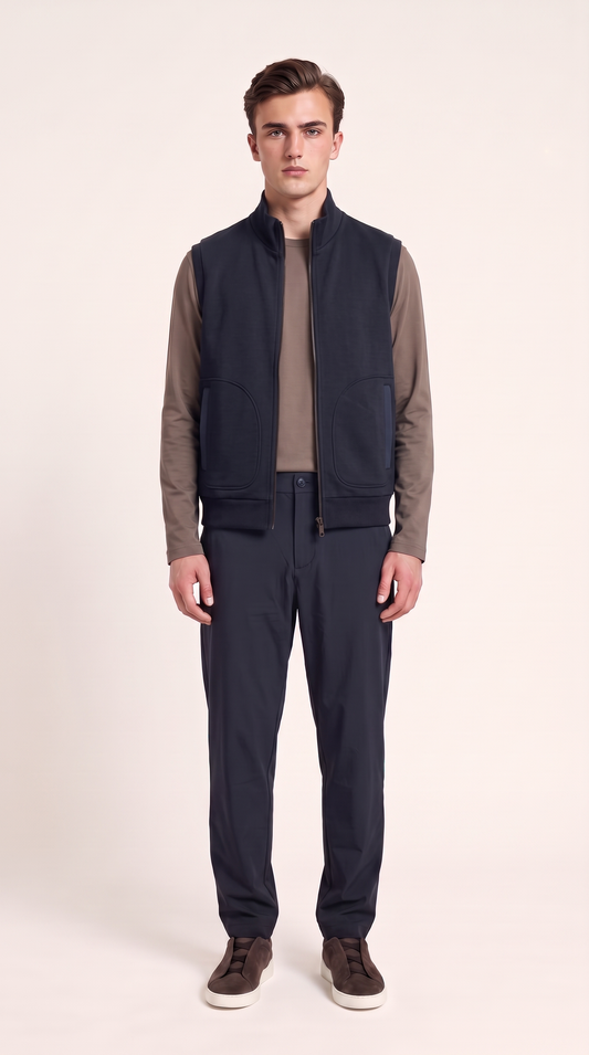 CASHWOOL GILET NAVY