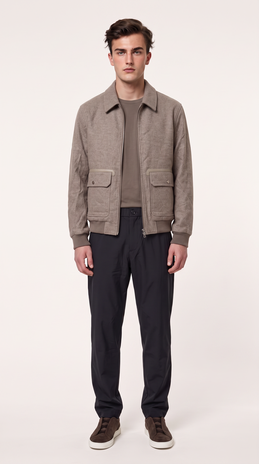 WOOL BLEND JACKET | GREIGE