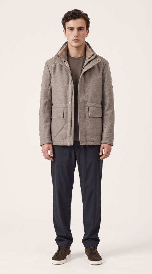 WOOL BLEND COAT | GREIGE