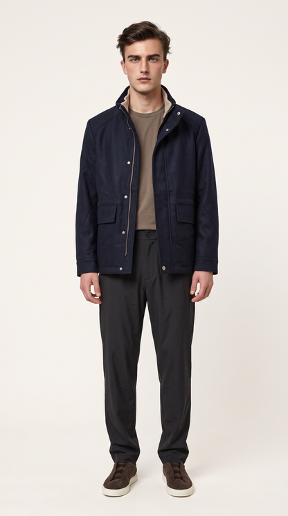 WOOL BLEND COAT | NAVY