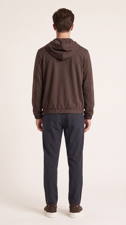 REVERSIBLE CASHMERE TECHNICAL HOODED JACKET BROWN