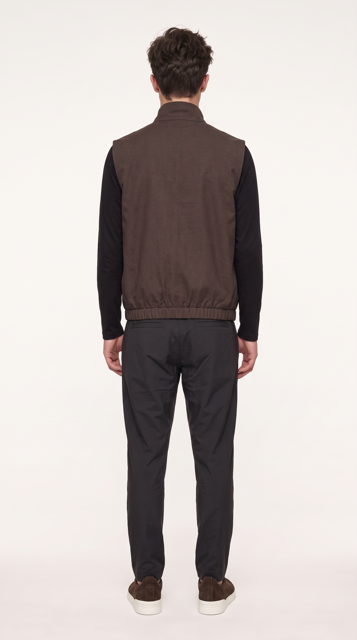 REVERSIBLE CASHMERE TECHNICAL GILET BROWN