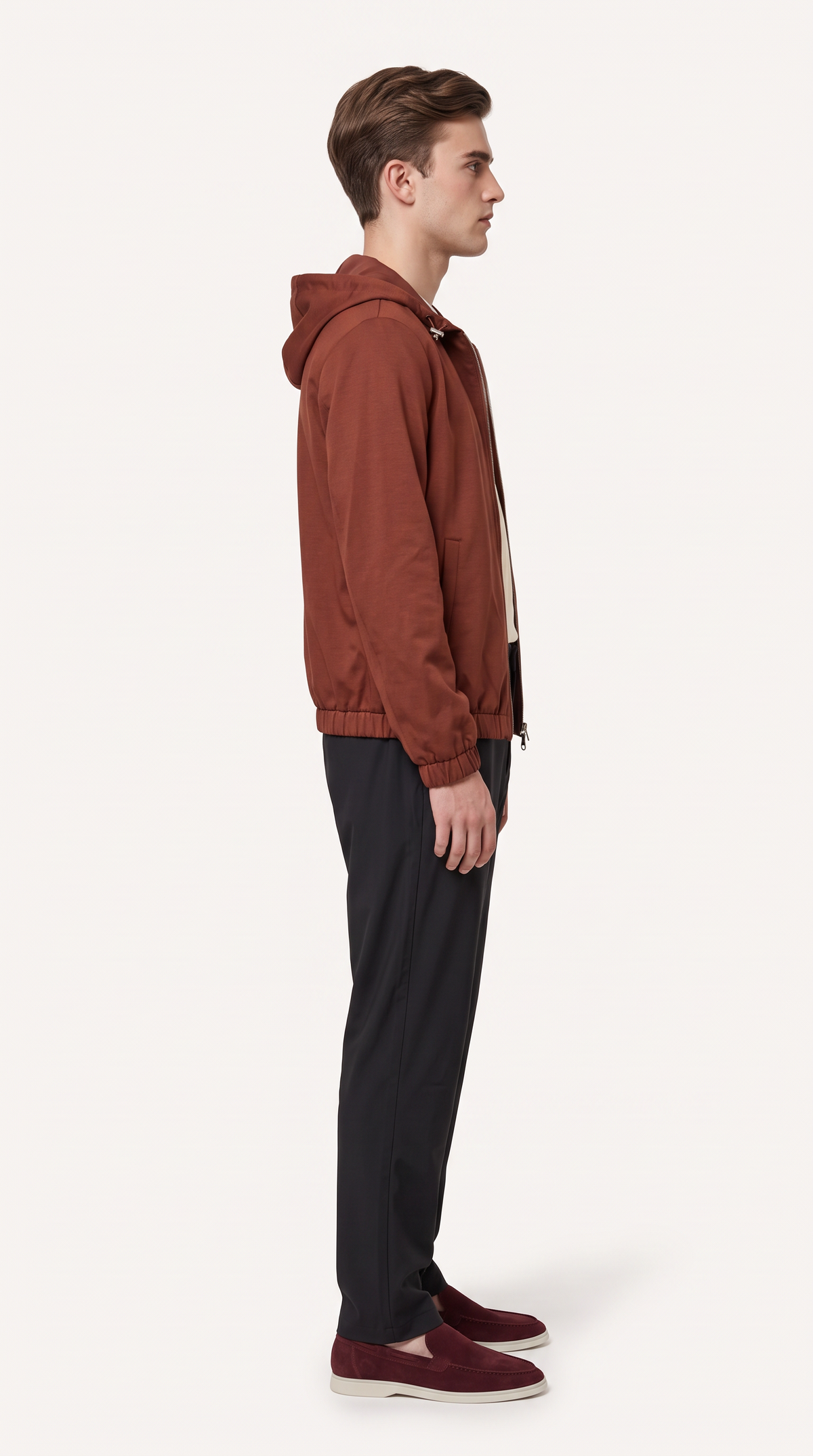 REVERSIBLE CASHMERE TECHNICAL HOODED JACKET BURGUNDY