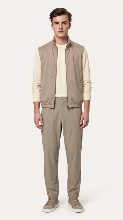 REVERSIBLE CASHMERE TECHNICAL GILET BEIGE