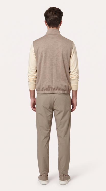 REVERSIBLE CASHMERE TECHNICAL GILET BEIGE