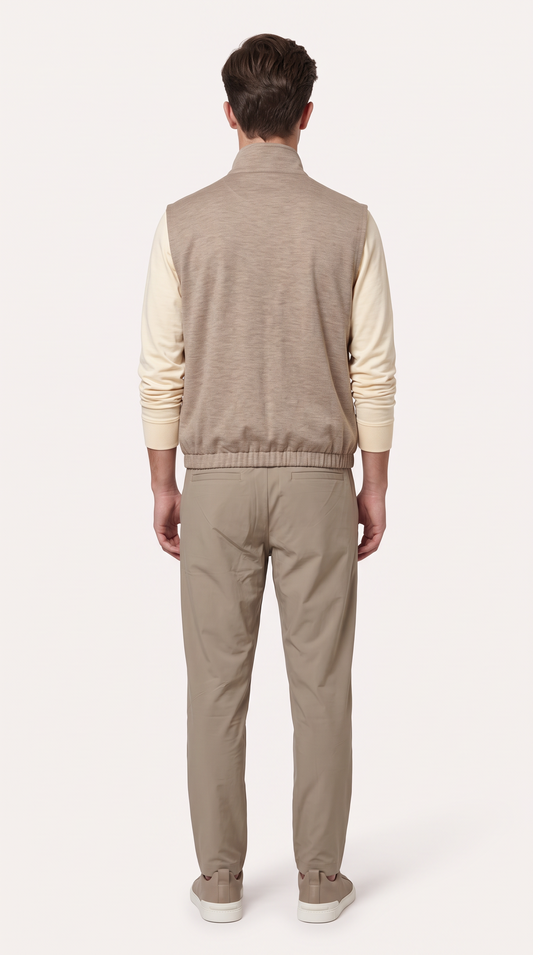 REVERSIBLE CASHMERE TECHNICAL GILET BEIGE