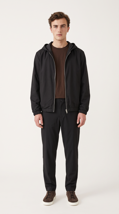 REVERSIBLE CASHMERE TECHNICAL HOODED JACKET BLACK