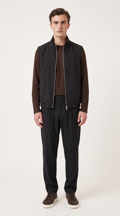 REVERSIBLE CASHMERE TECHNICAL GILET ONXY BLACK
