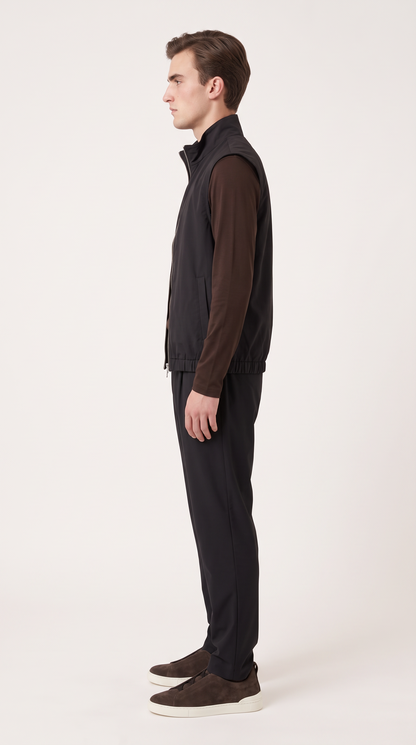 REVERSIBLE CASHMERE TECHNICAL GILET ONXY BLACK